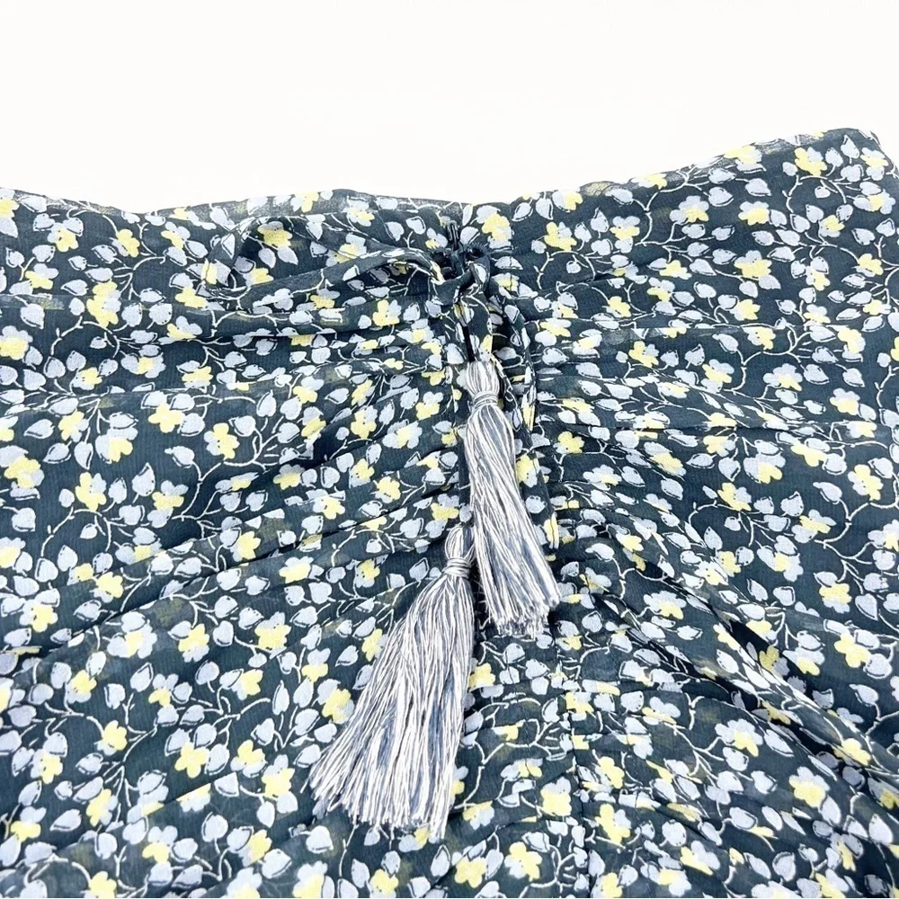 ✅ 1. State Floral Ruched Ruffled Mini Skirt SIZE 0‎ BLUE FLORAL